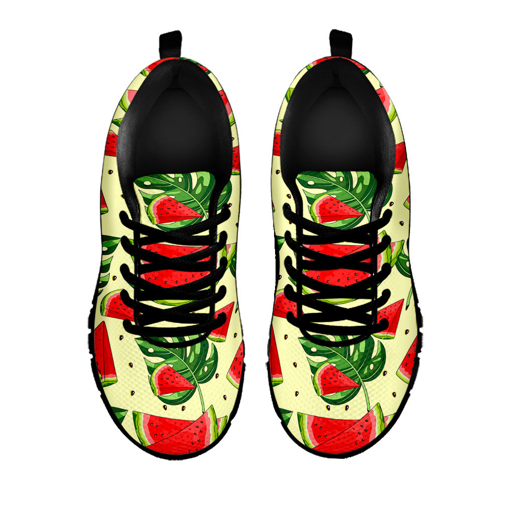Cute Tropical Watermelon Pattern Print Black Running Shoes