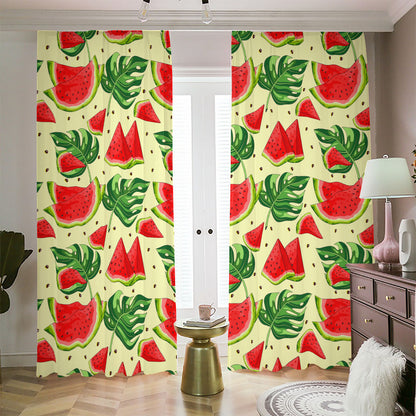 Cute Tropical Watermelon Pattern Print Blackout Pencil Pleat Curtains