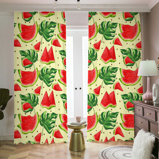 Cute Tropical Watermelon Pattern Print Blackout Pencil Pleat Curtains