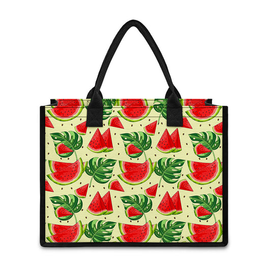 Cute Tropical Watermelon Pattern Print Canvas Tote Bag