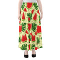 Cute Tropical Watermelon Pattern Print Chiffon Maxi Skirt