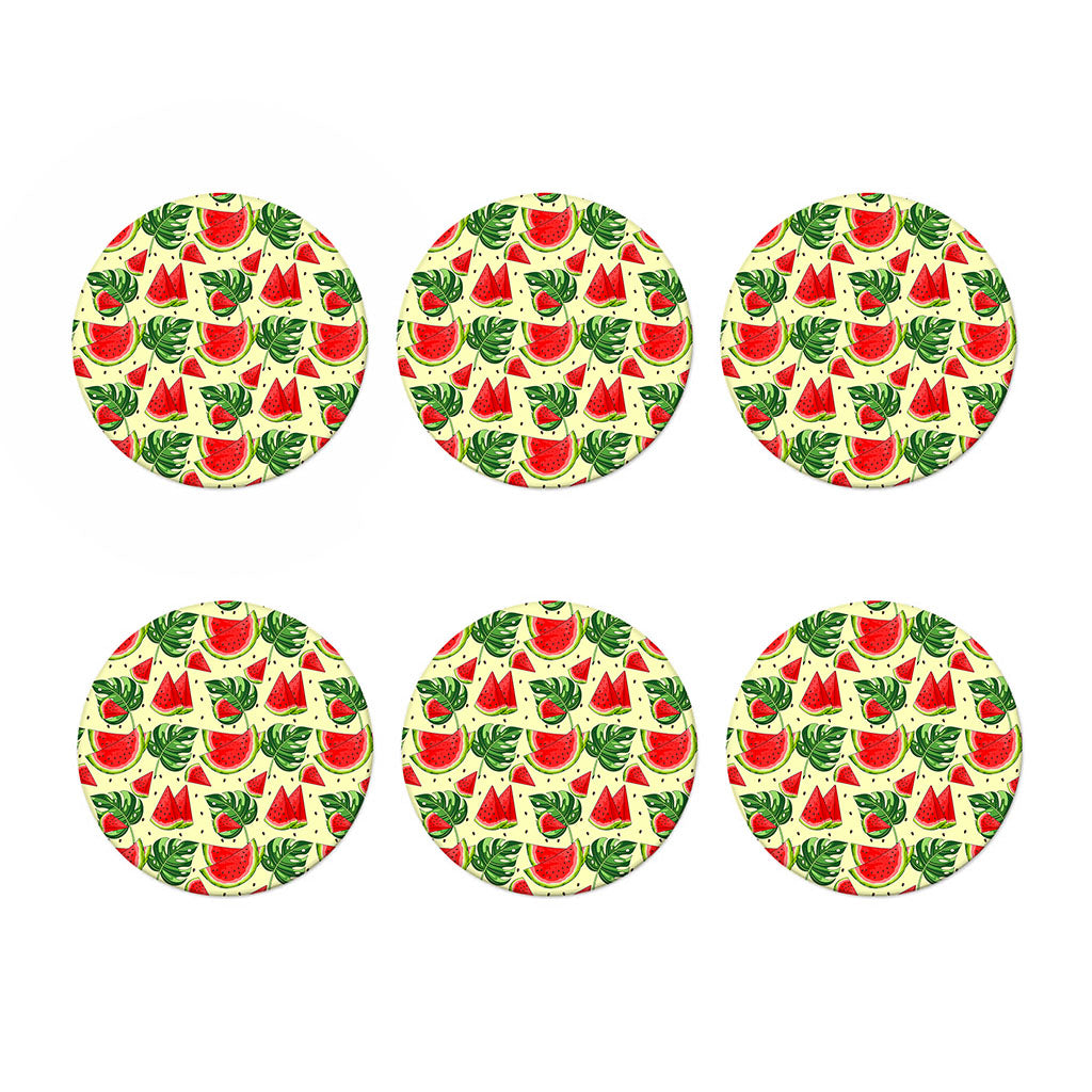 Cute Tropical Watermelon Pattern Print Coaster Set