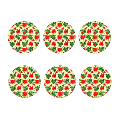 Cute Tropical Watermelon Pattern Print Coaster Set