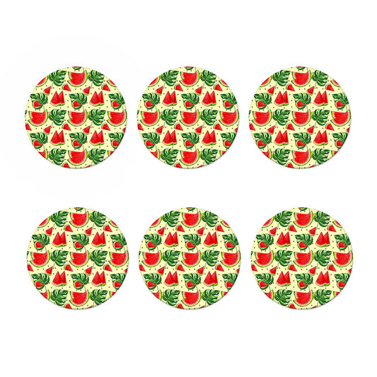 Cute Tropical Watermelon Pattern Print Coaster Set