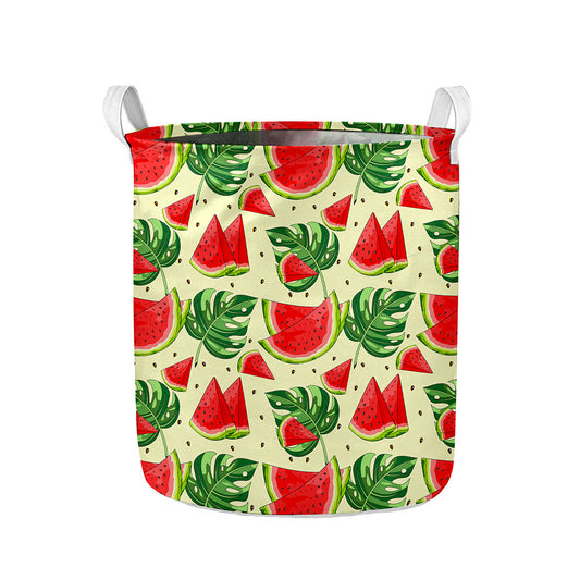 Cute Tropical Watermelon Pattern Print Collapsible Laundry Basket