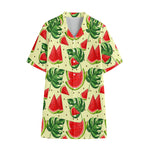 Cute Tropical Watermelon Pattern Print Cotton Hawaiian Shirt