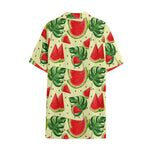 Cute Tropical Watermelon Pattern Print Cotton Hawaiian Shirt