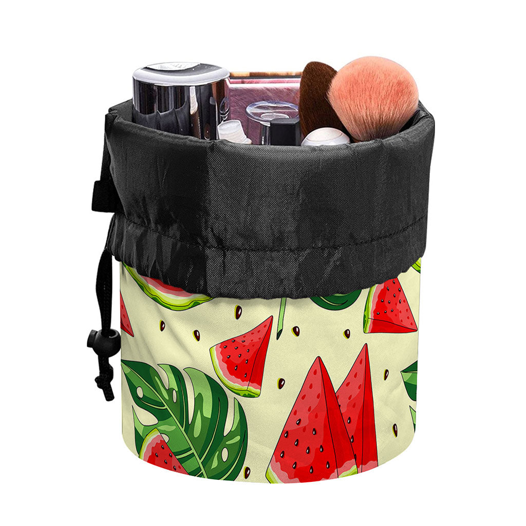 Cute Tropical Watermelon Pattern Print Drawstring Makeup Bag