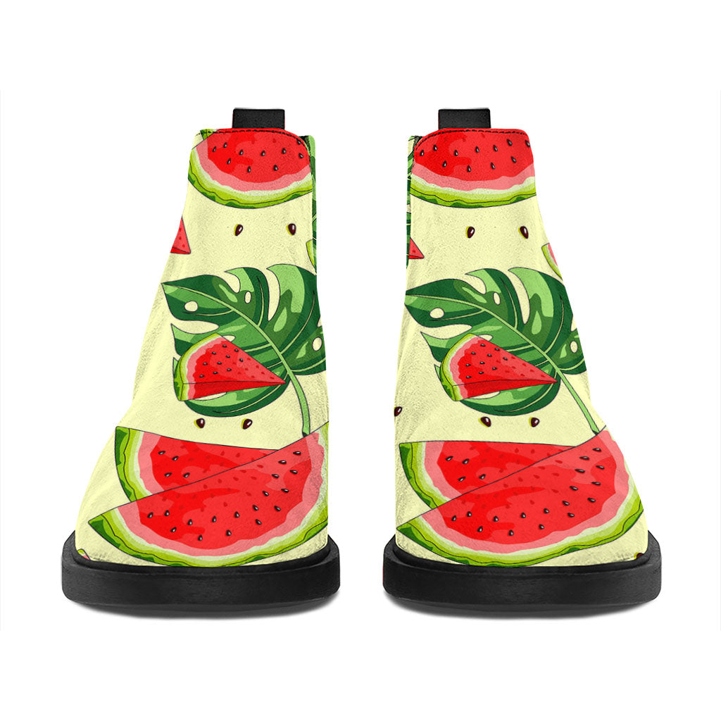 Cute Tropical Watermelon Pattern Print Flat Ankle Boots