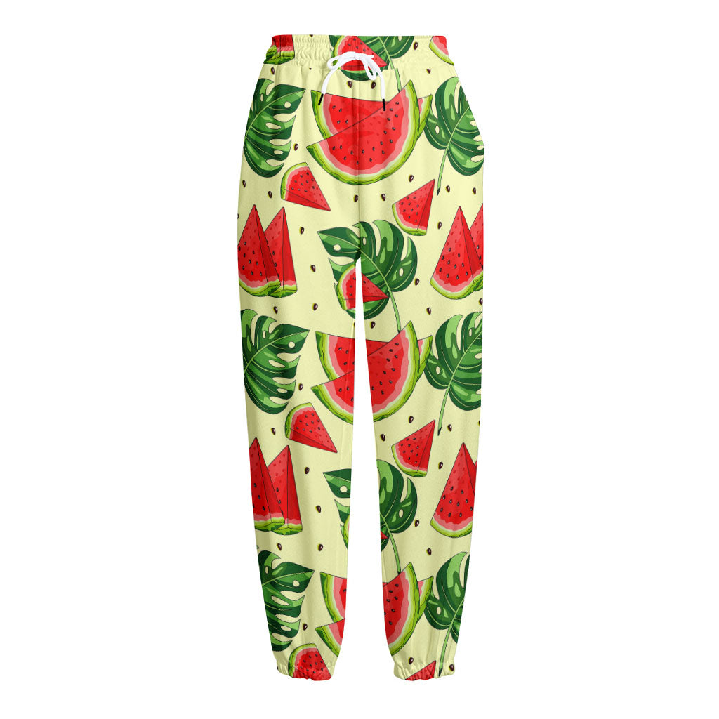 Cute Tropical Watermelon Pattern Print Fleece Lined Knit Pants