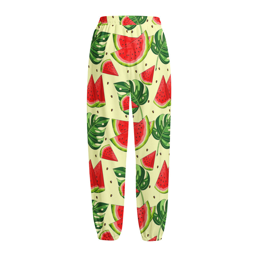 Cute Tropical Watermelon Pattern Print Fleece Lined Knit Pants
