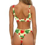 Cute Tropical Watermelon Pattern Print Front Bow Tie Bikini