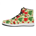 Cute Tropical Watermelon Pattern Print High Top Leather Sneakers