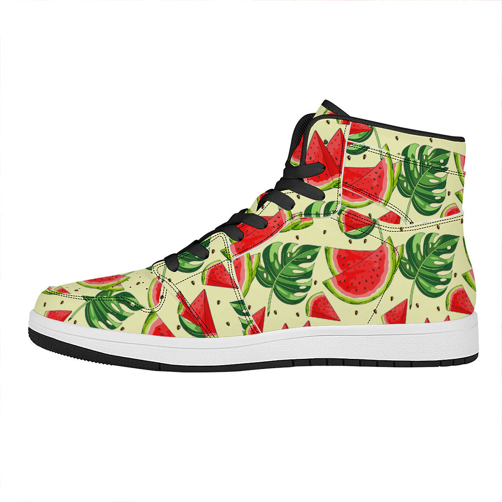 Cute Tropical Watermelon Pattern Print High Top Leather Sneakers
