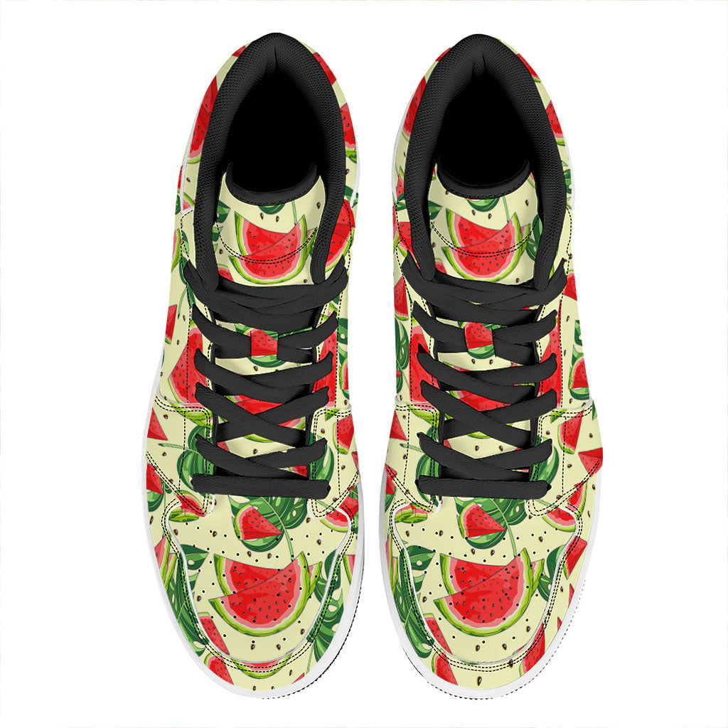 Cute Tropical Watermelon Pattern Print High Top Leather Sneakers