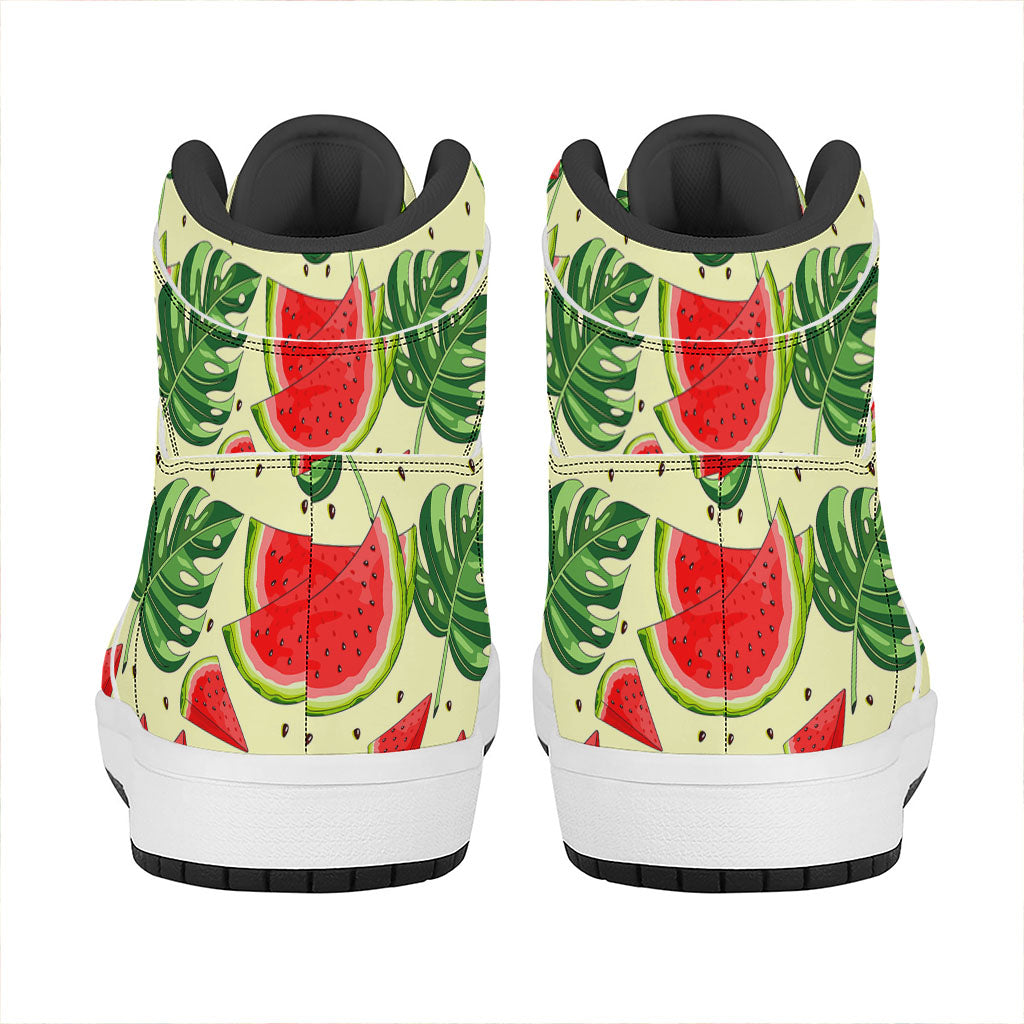 Cute Tropical Watermelon Pattern Print High Top Leather Sneakers