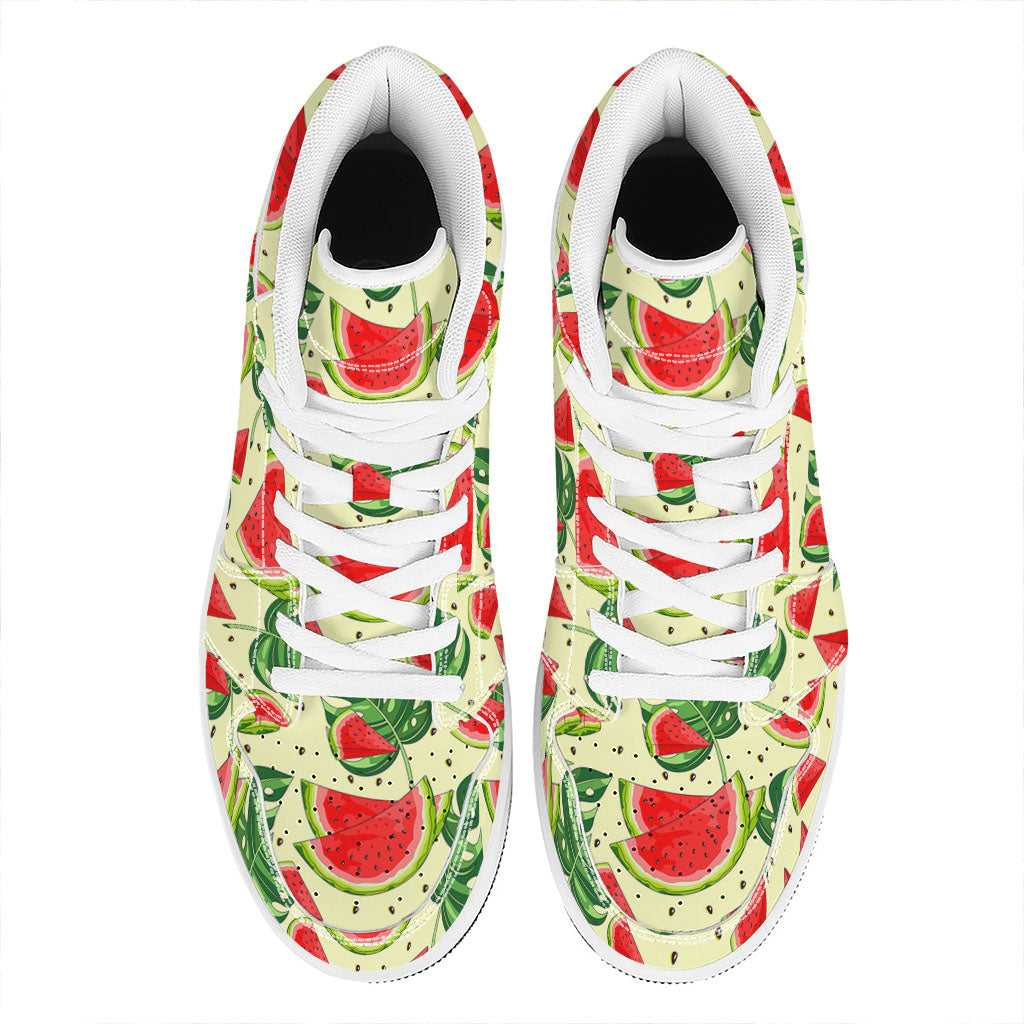 Cute Tropical Watermelon Pattern Print High Top Leather Sneakers