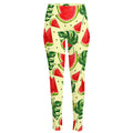 Cute Tropical Watermelon Pattern Print High-Waisted Pocket Leggings