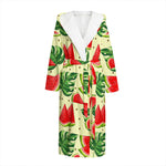 Cute Tropical Watermelon Pattern Print Hooded Bathrobe