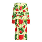 Cute Tropical Watermelon Pattern Print Hooded Bathrobe