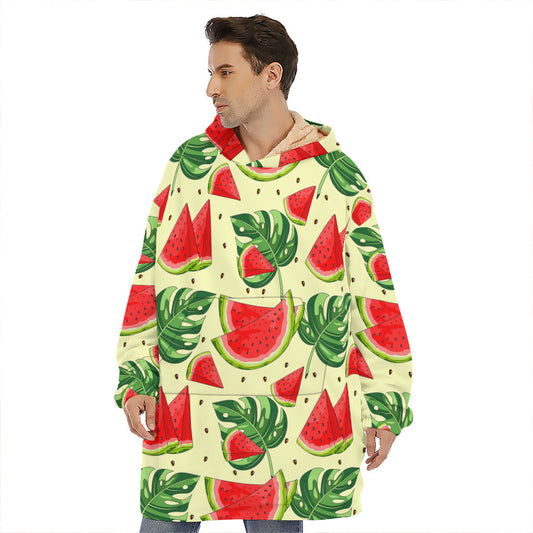 Cute Tropical Watermelon Pattern Print Hoodie Blanket