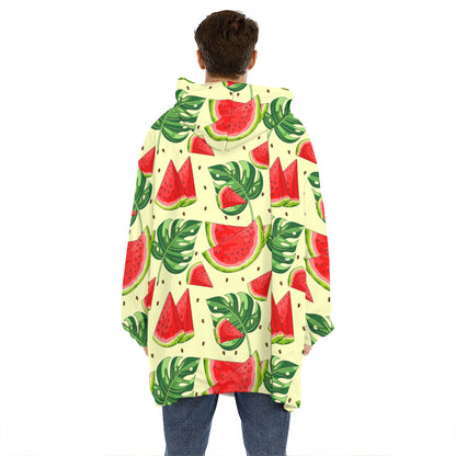 Cute Tropical Watermelon Pattern Print Hoodie Blanket