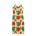 Cute Tropical Watermelon Pattern Print Jersey Midi Cami Dress