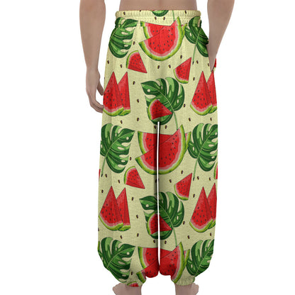 Cute Tropical Watermelon Pattern Print Lantern Pants
