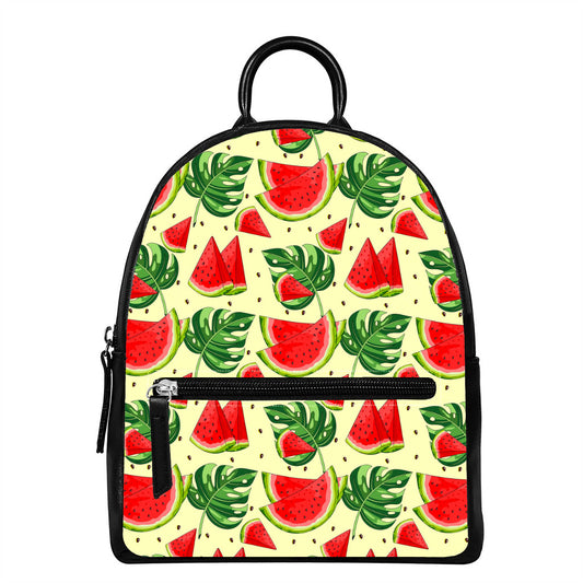 Cute Tropical Watermelon Pattern Print Leather Backpack