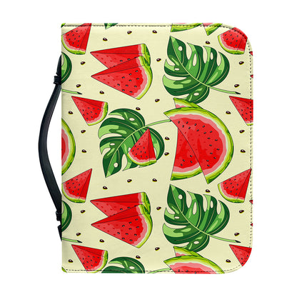 Cute Tropical Watermelon Pattern Print Leather Bible Cover