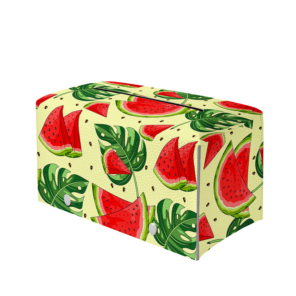 Cute Tropical Watermelon Pattern Print Leather Tissue Box Cover