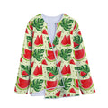 Cute Tropical Watermelon Pattern Print Long Sleeve Short Coat