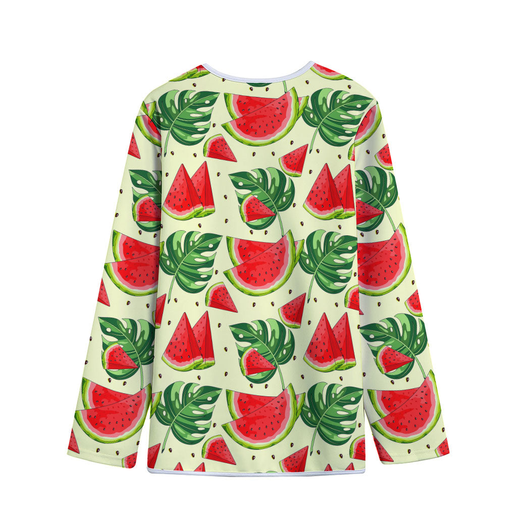 Cute Tropical Watermelon Pattern Print Long Sleeve Short Coat