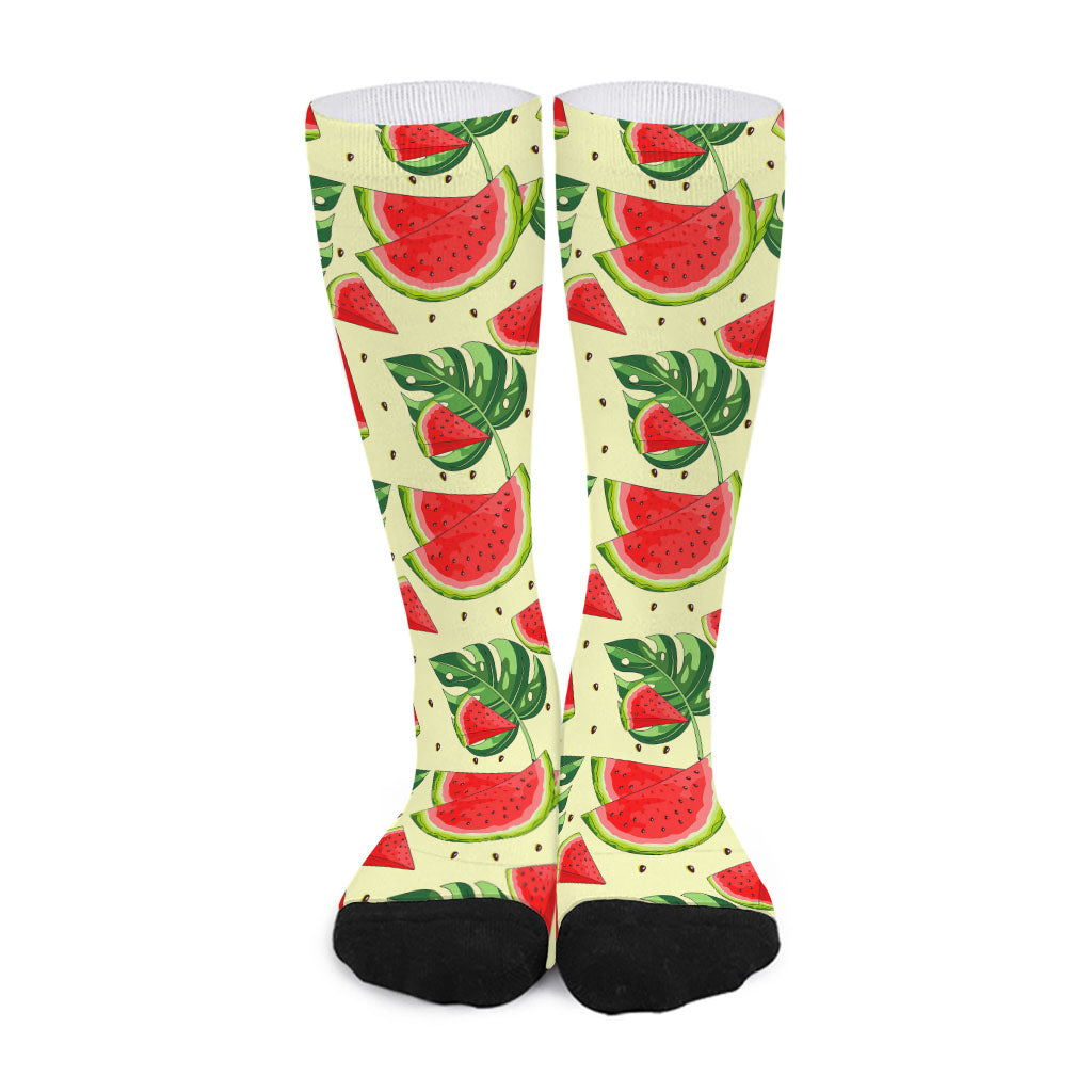 Cute Tropical Watermelon Pattern Print Long Socks