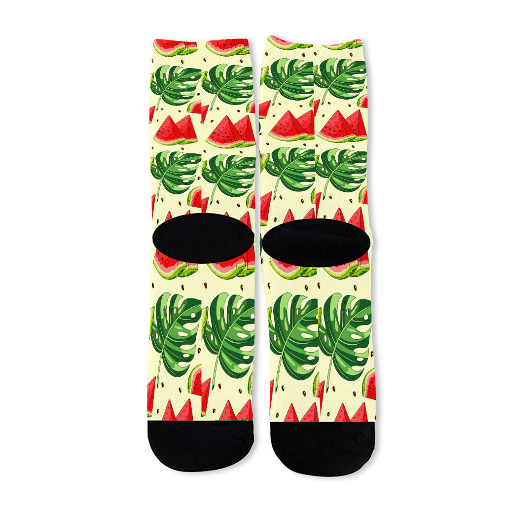 Cute Tropical Watermelon Pattern Print Long Socks