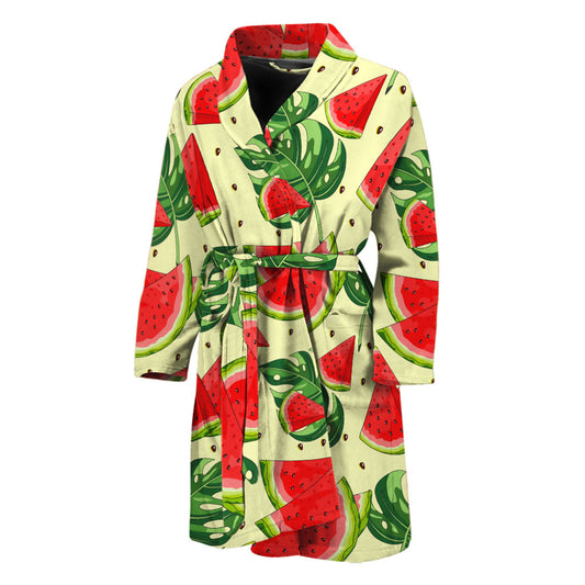 Cute Tropical Watermelon Pattern Print Men's Bathrobe