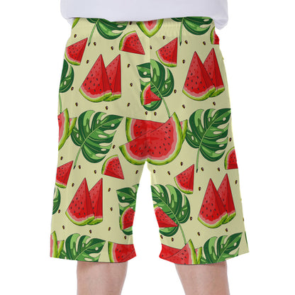 Cute Tropical Watermelon Pattern Print Men's Beach Shorts