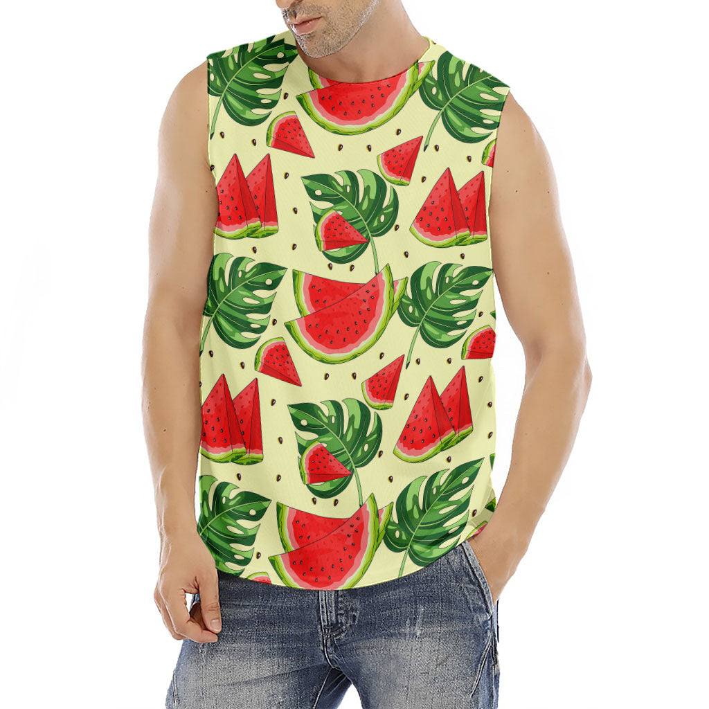 Cute Tropical Watermelon Pattern Print Men's Fitness Tank Top