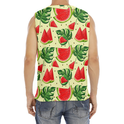 Cute Tropical Watermelon Pattern Print Men's Fitness Tank Top