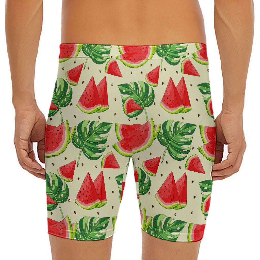 Cute Tropical Watermelon Pattern Print Men's Long Boxer Briefs