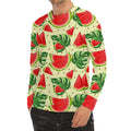 Cute Tropical Watermelon Pattern Print Men's Long Sleeve Rash Guard