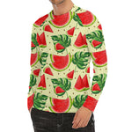 Cute Tropical Watermelon Pattern Print Men's Long Sleeve Rash Guard