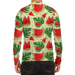 Cute Tropical Watermelon Pattern Print Men's Long Sleeve Rash Guard