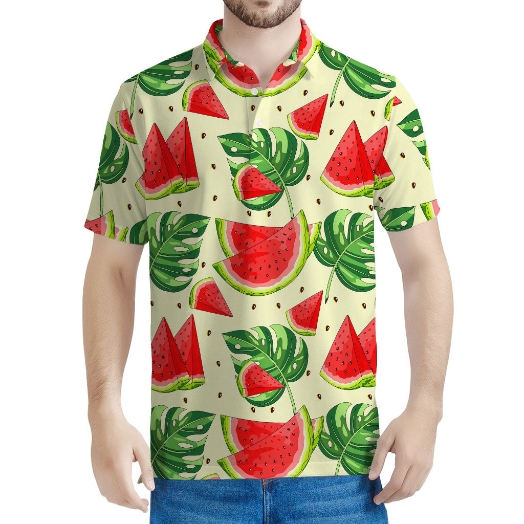 Cute Tropical Watermelon Pattern Print Men's Polo Shirt
