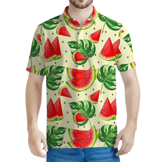 Cute Tropical Watermelon Pattern Print Men's Polo Shirt