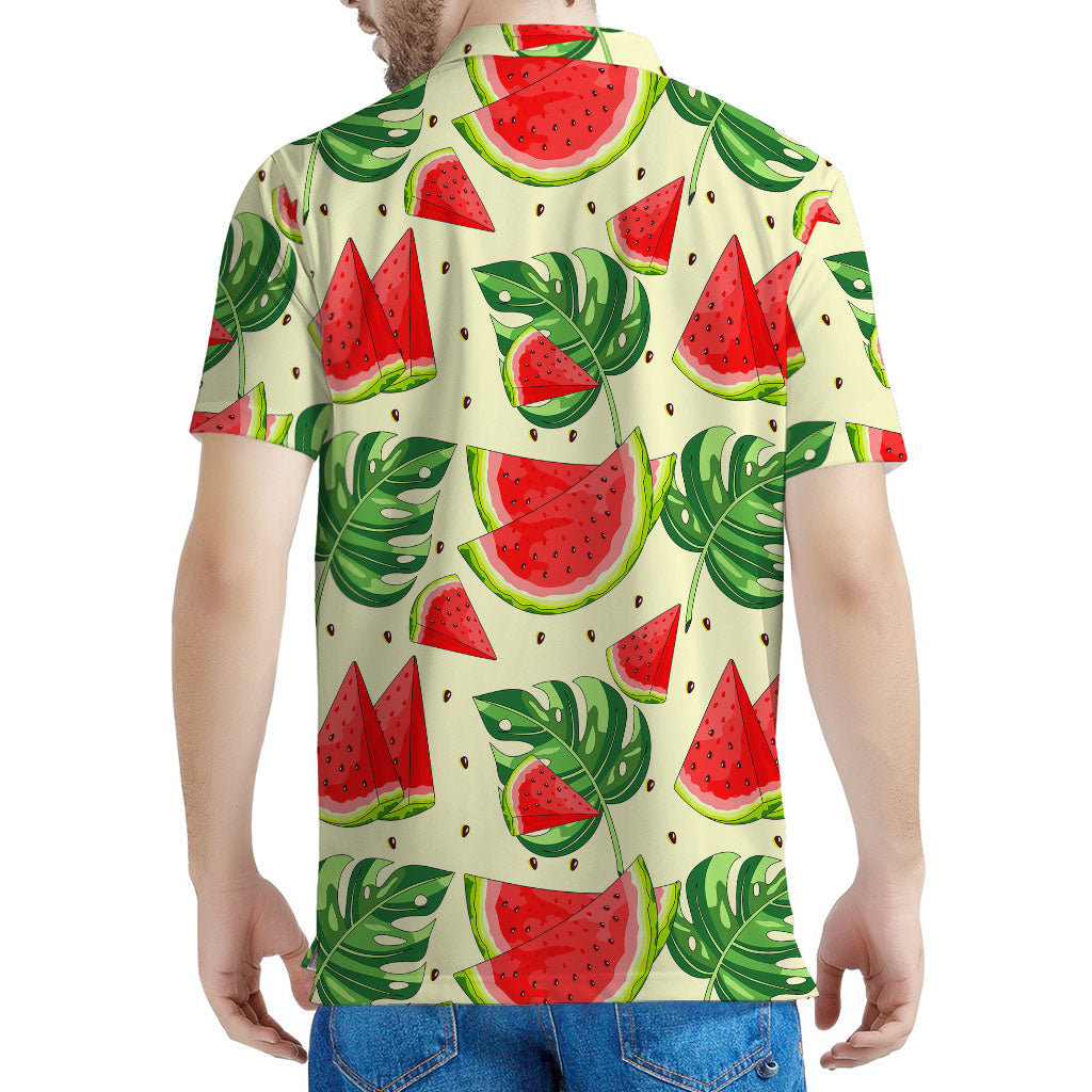 Cute Tropical Watermelon Pattern Print Men's Polo Shirt