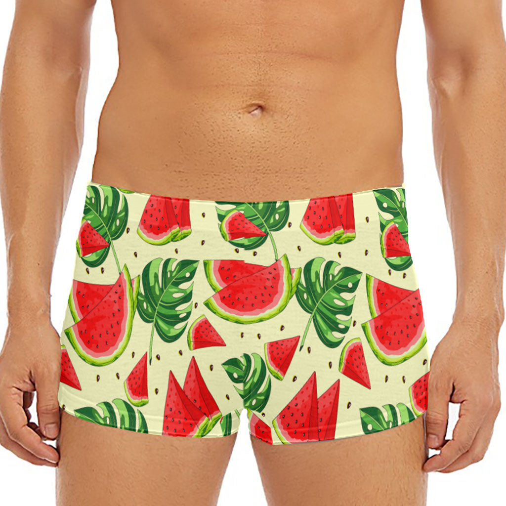 Cute Tropical Watermelon Pattern Print Men's Short Boxer Briefs