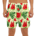 Cute Tropical Watermelon Pattern Print Men's Split Running Shorts