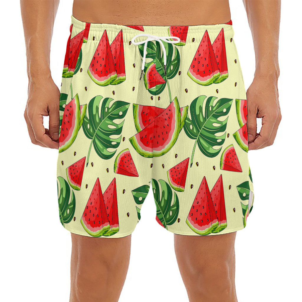 Cute Tropical Watermelon Pattern Print Men's Split Running Shorts