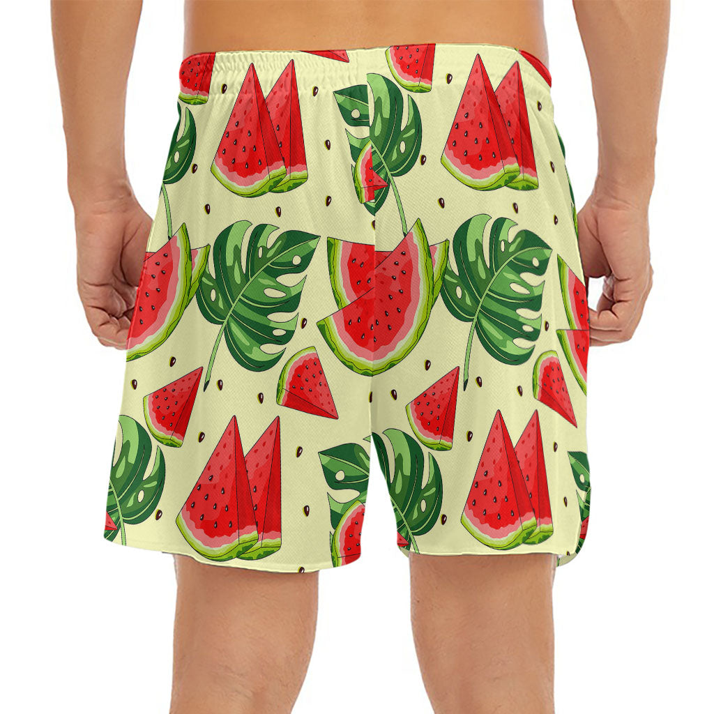 Cute Tropical Watermelon Pattern Print Men's Split Running Shorts